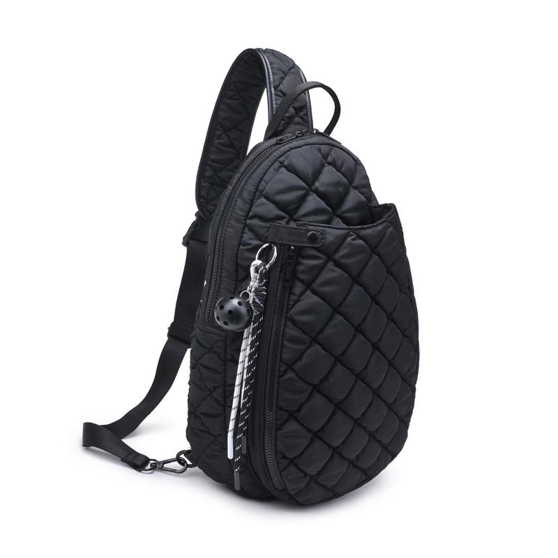 Load image into Gallery viewer, Ace Pickleball Quilted Sling Bag Black - Side View
