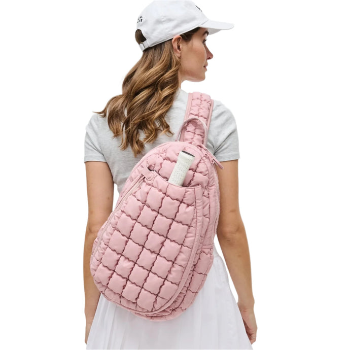 The Ace Pickleball Quilted Sling Bag - Dusty Pink On Women