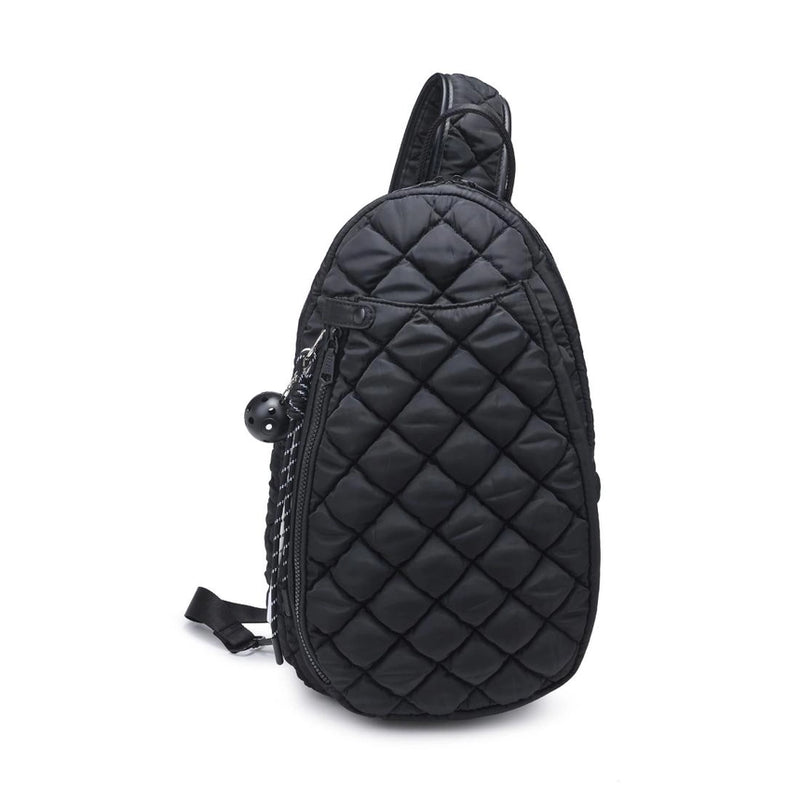 Load image into Gallery viewer, Ace Quilted Pickleball Sling Bag Black Front View
