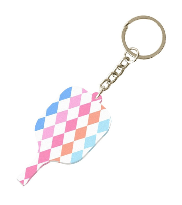 Preppy Argyle Pickleball Keychain