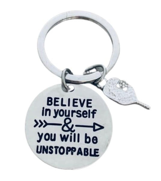 Believe in Yourself Pickleball Keychain