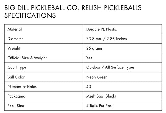 Big Dill Relish Outdoor Pickleball Balls - 4 Pack