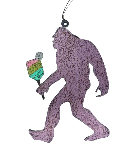 Bigfoot Pickleballer Ornament Pink