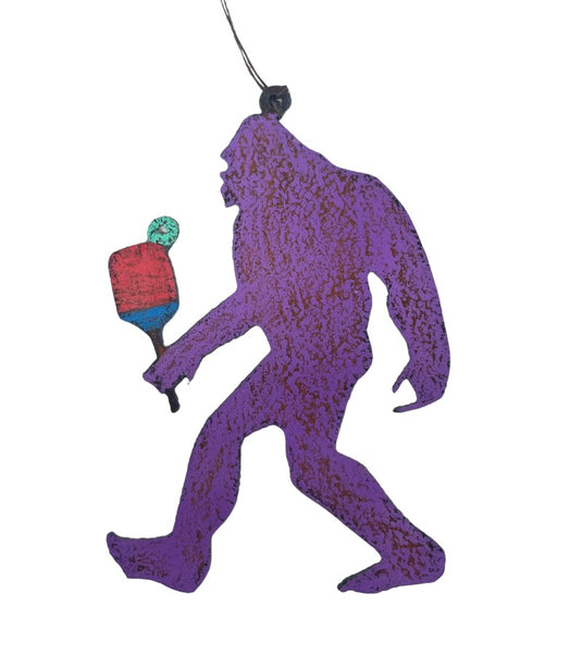 Bigfoot Pickleballer Ornament Purple