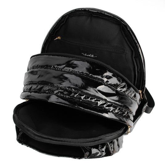 Black Patent Puffer Pickleball Backpack - Inside