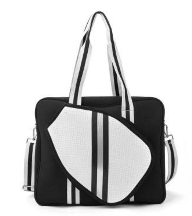 Black & Grey Neoprene Pickleball Tote Bag