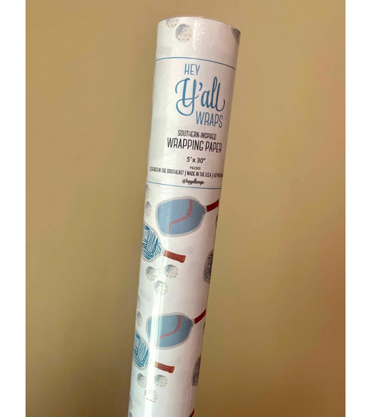 Blue Pickleball Paddle Gift Wrap Roll