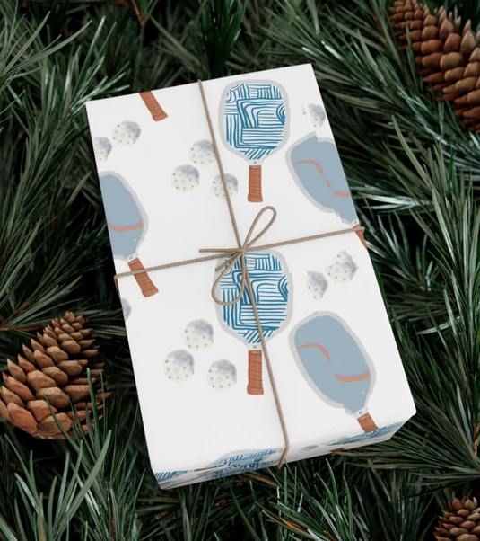 Blue Pickleball Paddle Gift Wrap Roll