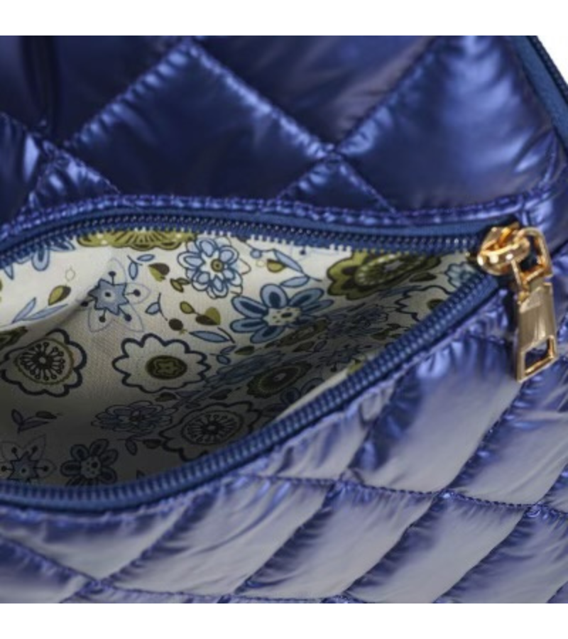 Load image into Gallery viewer, Blue Patent Quilted Pickleball Sling Bag
