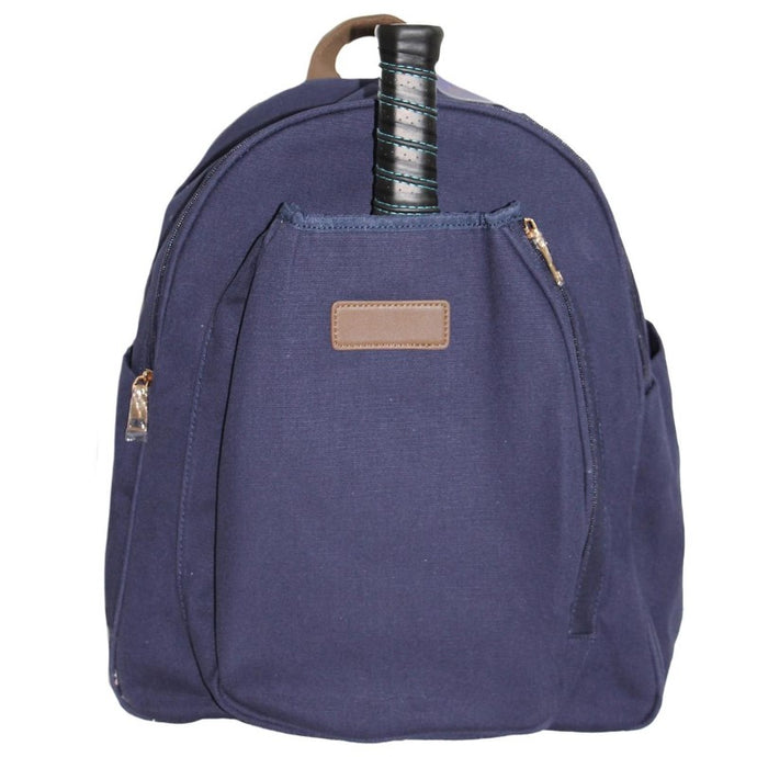 Mens Canvas Pickleball Backpack with Paddle Navy