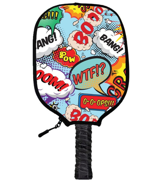 Cartoon Word Bubbles Neoprene Pickleball Paddle Cover