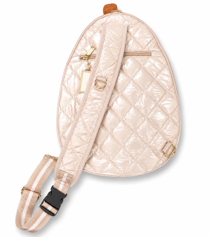 Load image into Gallery viewer, Designer Quilted Pickleball Sling Bag Champagne

