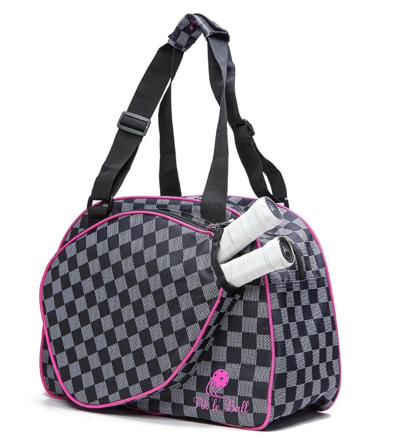 Load image into Gallery viewer, Pik &#39;le&#39; Ball Checkered Premium Pickleball Tote Bag
