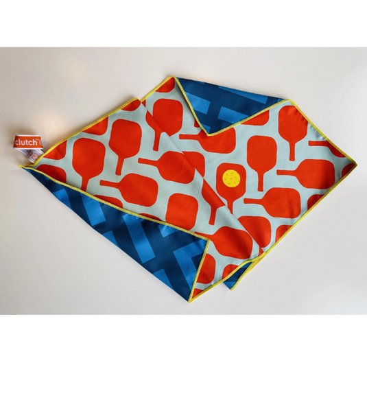 Orange and Blue Microfiber Pickleball Towel 15" x 30"