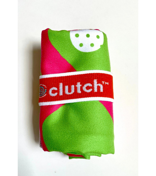 Green and Hot Pink Microfiber Pickleball Towel 15