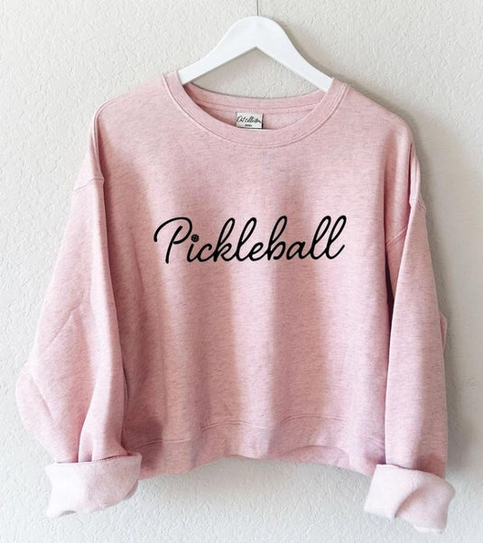Pickleball Mid Crew Neck Sweatshirt -  Baby Pink