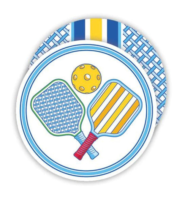 Crossed Paddles Pickleball Coasters Blue