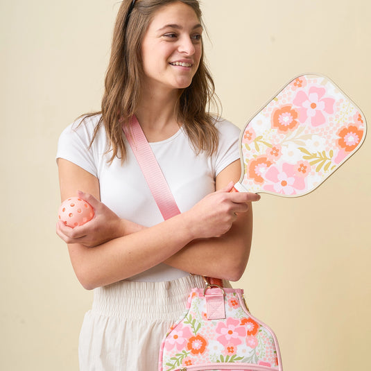 The Darling Effect Orange Blossom Pickleball Paddle and Matching Cover