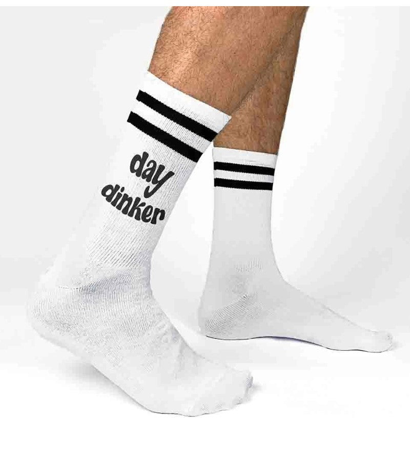 Load image into Gallery viewer, Day Dinker Black Striped Crew Socks for Him

