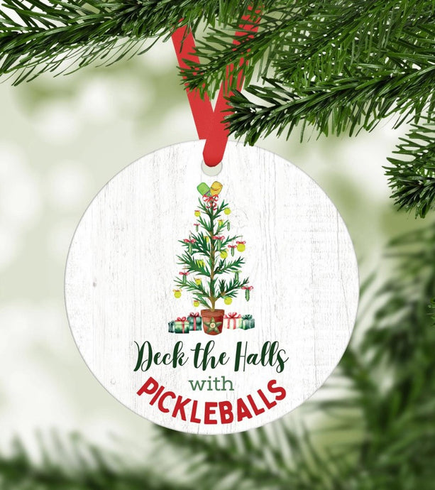 Deck the Halls with Pickleballs Ornament