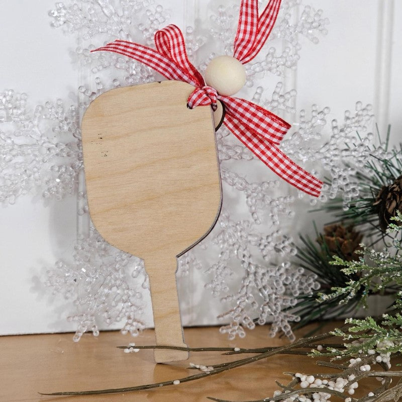 Load image into Gallery viewer, Deck the Halls Wooden Pickleball Ornament
