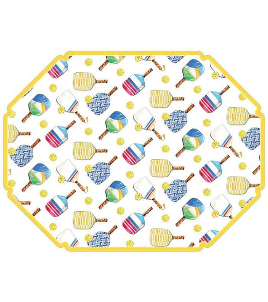 Pickleball Paddles Yellow Disposable Placemats - Set of 10