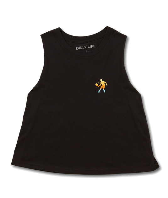 Dilly Life Cropped Pickleball Tank Womens - Black