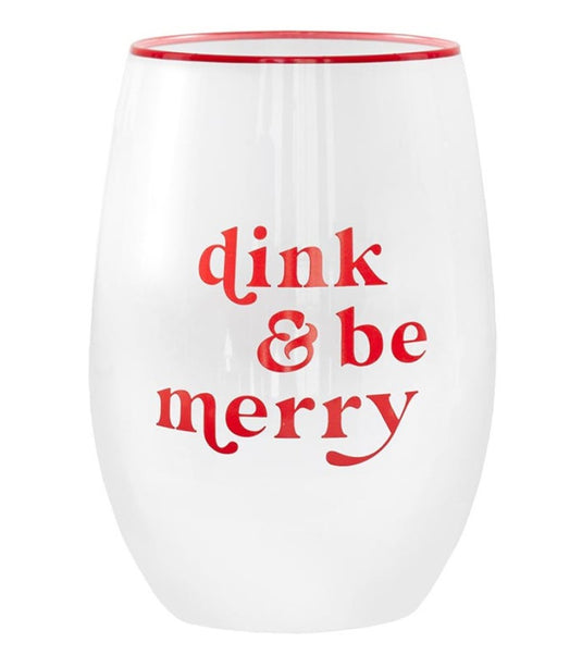 Dink & Be Merry Pickleball Wine Glass