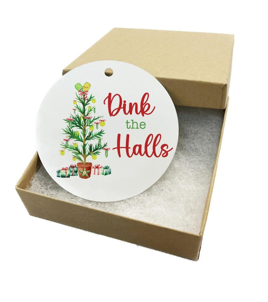 Dink the Halls Pickleball Christmas Ornament