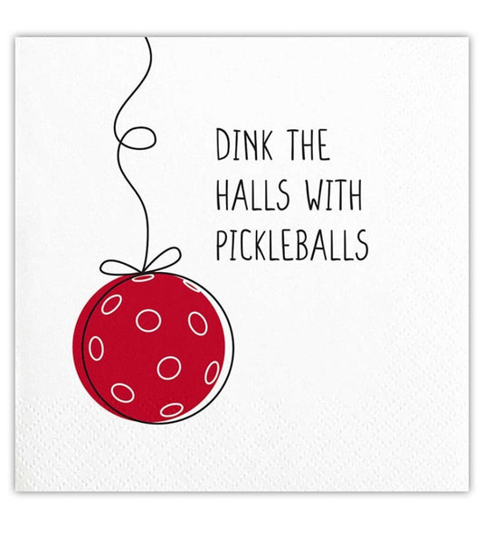 Pink the Halls with Pickleballs Paper Cocktail Napkins