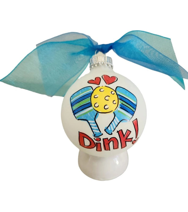 Dink Handpainted Pickleball Ball Ornament Blue