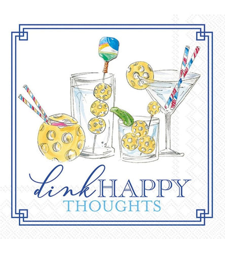 Dink Happy Thoughts Pickleball Cocktail Napkins - 20 Count