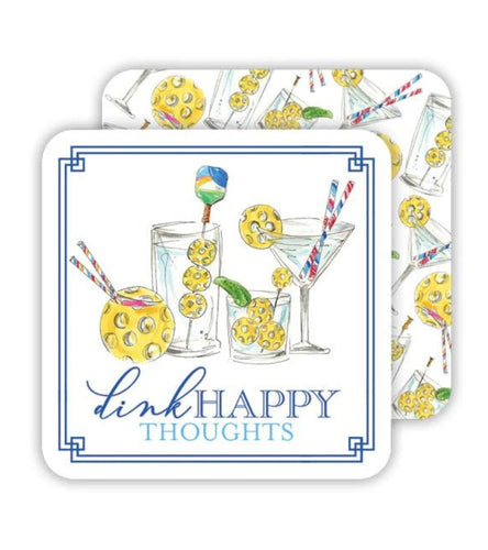 Dink Happy Thoughts Pickleball Cocktail Coasters