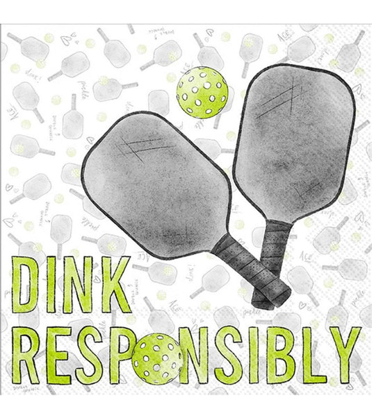 Dink Responsibly Pickleball Disposable Cocktail Napkins - 20 Count