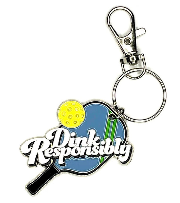 Dink Responsibly Enamel Pickleball Keychain