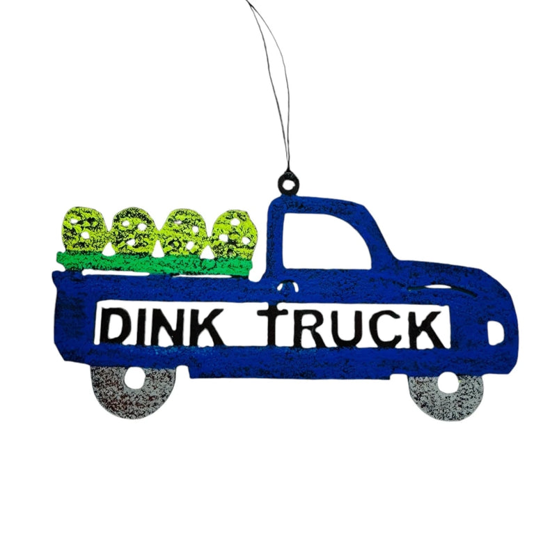 Load image into Gallery viewer, Dink Truck Recycled Metal Pickleball Ornament - Navy
