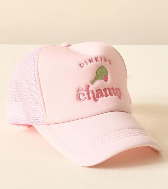 Dinking Champ Pickleball Trucker Hat Pink