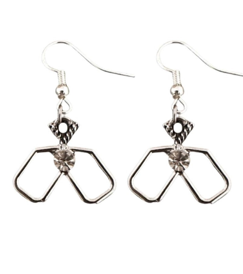 Load image into Gallery viewer, Double Paddle CZ Pickleball Dangle Earrings Silver
