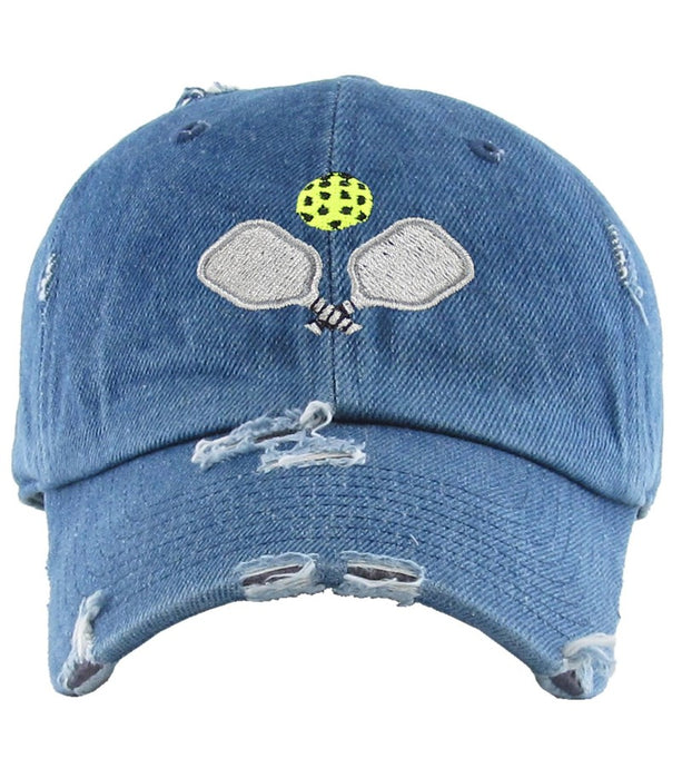 Double Paddle Vintage Pickleball Hat Dark Denim