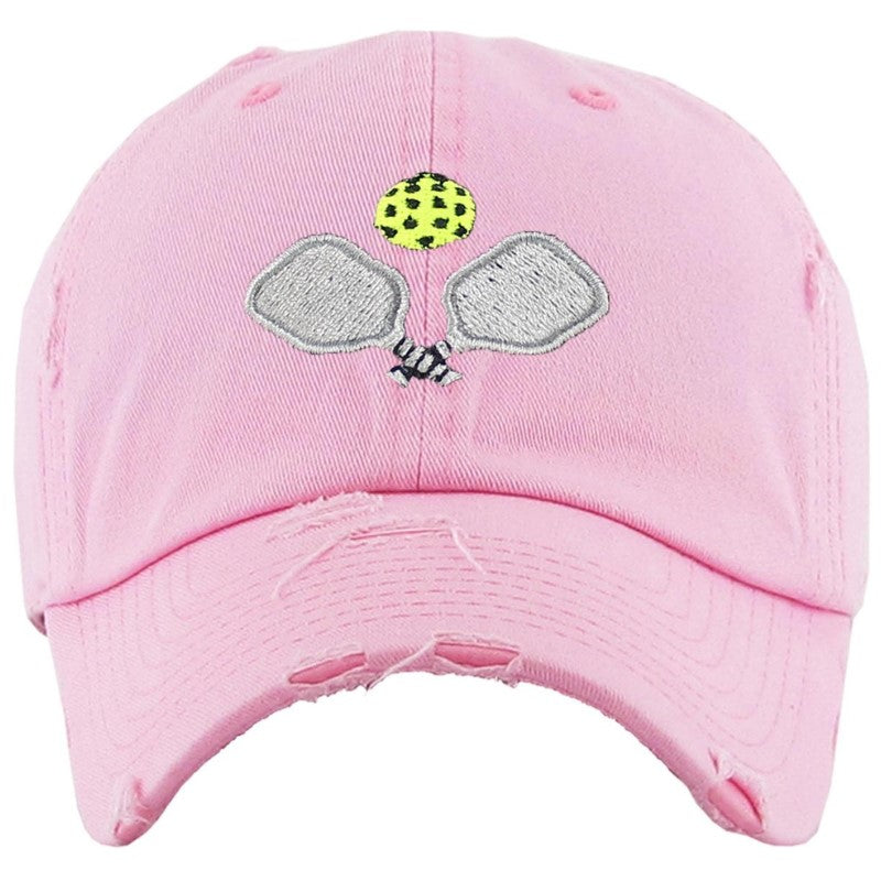 Load image into Gallery viewer, Double Paddle Vintage Pickleball Hat Pink - Front View
