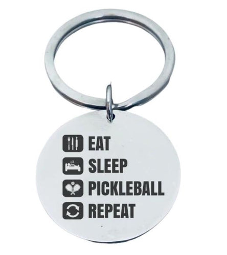 Eat Sleep Pickleball Repeat Keychain
