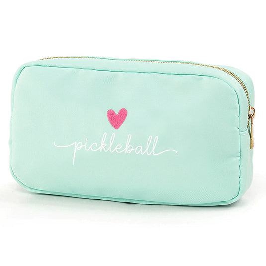 Embroidered Heart Pickleball Accessory Bag Mint