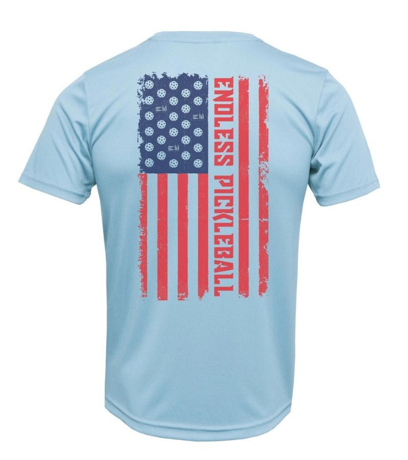 Load image into Gallery viewer, Endless Pickleball American Flag Performance Shirt Blue
