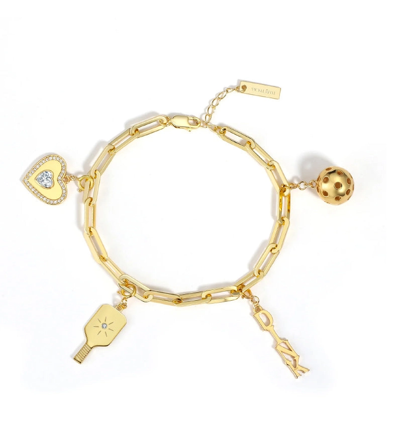 Load image into Gallery viewer, Pickleball Charm Bracelet in Gold
