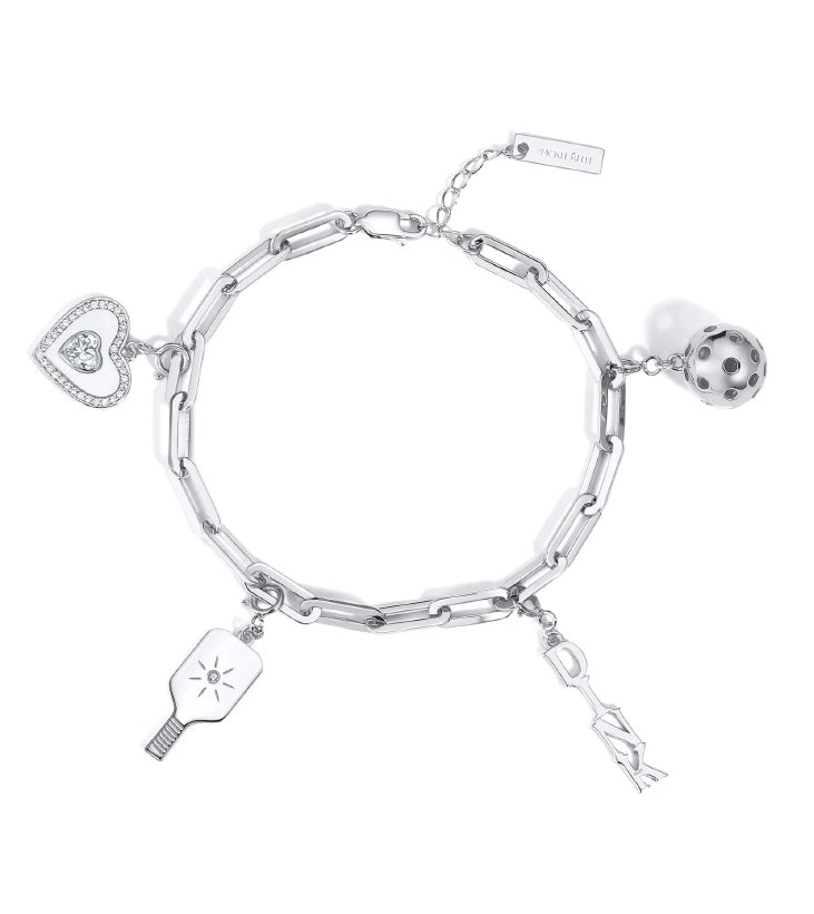 Load image into Gallery viewer, Pickleball-charm-bracelet-silver
