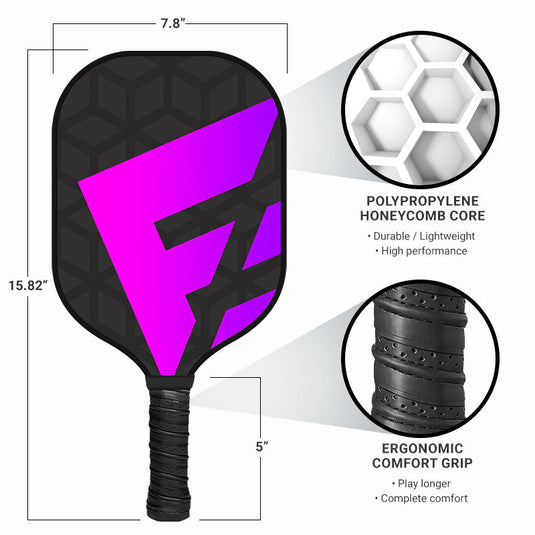 F2 Sports Sporty Purple Graphite Pickleball Paddle