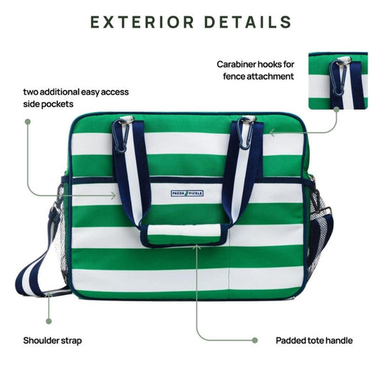 Lola Pickleball Tote - Navy & Green Stripe