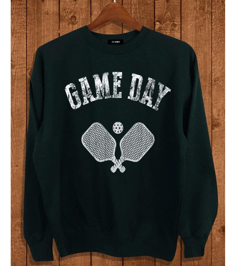 Load image into Gallery viewer, Game Day Distressed Pickleball Sweatshirt - Black
