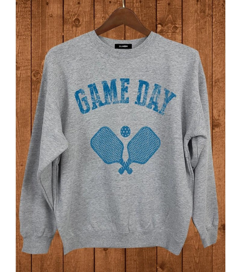 Load image into Gallery viewer, Game Day Distressed Pickleball Sweatshirt - Grey
