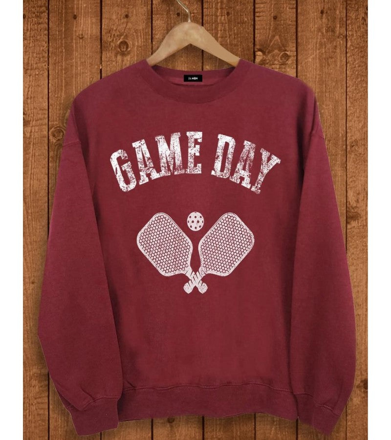 Load image into Gallery viewer, Game Day Distressed Pickleball Sweatshirt - Red
